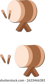 Islamic Traditional Bedug Drum Vector Illustration for Eid al-Fitr and Eid al-Adha Celebration with Mallets on White Background	