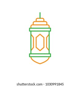 Islamic traditional lantern. Simple monoline icon style for muslim ramadan and eid al fitr celebration.