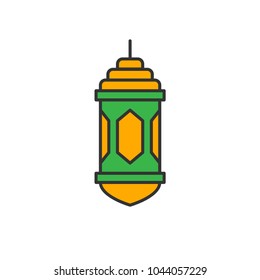 Islamic traditional lantern. Simple monoline icon style for muslim ramadan and eid al fitr celebration.