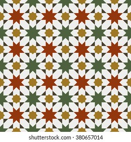 Islamic traditional ornament. Mosaic tile. Seamless pattern.  Geometric background. Vector illustration. 