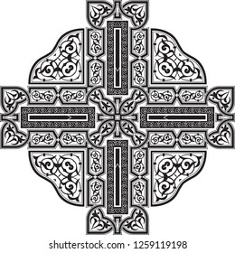 Islamic Traditional Pattern.Bandana print design with borders for fashion textile. 