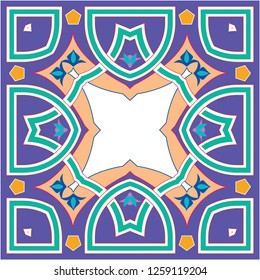 Islamic Traditional Pattern.Bandana print design with borders for fashion textile. 