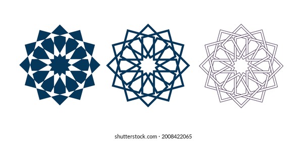 Islamische traditionelle Rosette für Grußkarten Dekoration und Design auf weißem Hintergrund. Vektorgrafik.