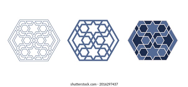 Islamic traditional rosette for greetings cards decoration and design on white backgrounds. Vector illustration.