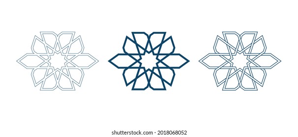 Islamic traditional rosette for greetings cards decoration and design on white backgrounds. Vector illustration.
