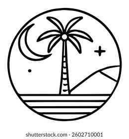 islamic tree coconut ramadan outline
