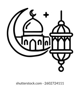islamic tree coconut ramadan outline