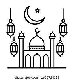 islamic tree coconut ramadan outline