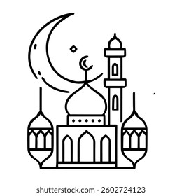 islamic tree coconut ramadan outline