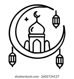 islamic tree coconut ramadan outline