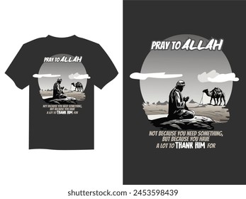 Islamic t-shirt and trendy design with typography, print, vector illustration. Global swatches.