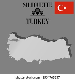 Islamic Turkey outline world map silhouette vector illustration, creative design background, national country flag, objects, element, symbols from countries all continents set.