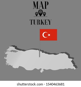 Islamic Turkey outline world map silhouette vector illustration, creative design background, national country flag, objects, element, symbols from countries all continents set.
