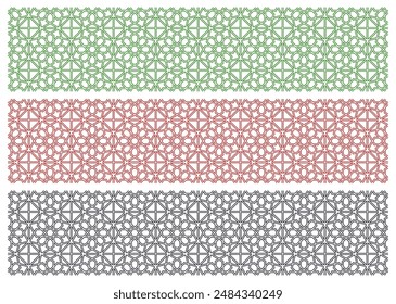 Islamic vector backgrounds set. Traditional Kuwait, Oman, UAE Kuwait flag colors. Arabic decorative banners. template muslim wallpapers for national designs. Ornament backdrops in eastern style