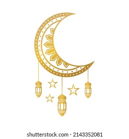 islamic vector. crescent moon, star, lantern. crescent moon islamic ornament. suitable for the design of Eid, Ramadan, Eid Mubarak. Islamic backgrounds. Islamic ornaments