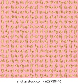 Islamic vector design. Gold tiles with floral motif. Seamless pattern oriental ornament. Pink and golden vintage textile print.
