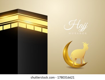 Diseño vectorial islámico ilustración de tarjeta de felicitación Hajj