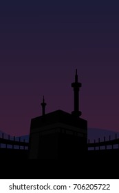 Islamic vector design Holy Kaaba in Mecca Saudi Arabia icon for Hajj and Ramadan or Eid. Vector illustration.