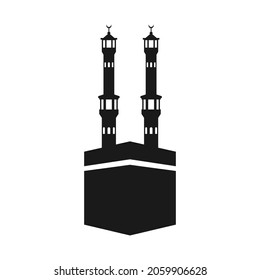 Islamic vector design kaaba in Mecca icon for Hajj and Ramadan or Eid. Travel and Destination Kabah Icon - Travel and Destination with Flat Style. Vector illustration. 