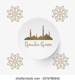 Islamic vector design mosque interior for eid or ramadan kareem greeting background