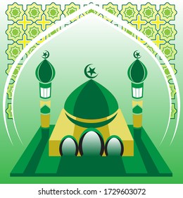Islamic vector design with mosque seamless pattern for background template, brochure, poster