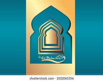 Islamic vector design Ramadan kareem greeting card template with arabic pattern - Translation of text : Eid Mubarak - Blessed festival.elegant Greeting card template islamic vector design for muslim