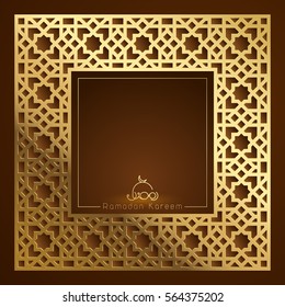 Islamic Vector Design Ramadan Kareem Greeting Background Template With Arabic Geometric Pattern Border