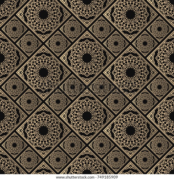 Islamic vector design. Seamless pattern oriental ornament. Black and