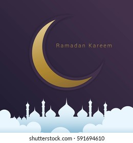 Islamic Vector Design Template for Ramadan Kareem. Suitable for Greeting Card Poster and Banner.