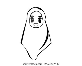 Icono de personaje de niña de Vector islámico
