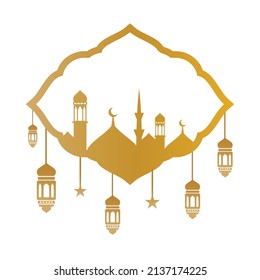 Islamic vector with golden lantern decoration suitable for Ramadan, Eid al-Fitr, Eid al-Adha, islamic new year, muharram, ramadhan and other Islamic celebrations