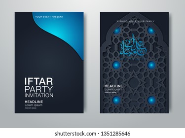 Islamic vector greeting card template for Happy ramadan Eid mubarak