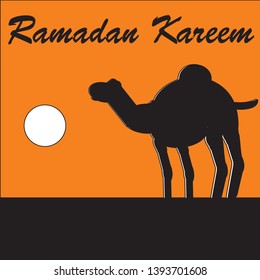Islamic vector illustration background greeting with arabian and camel for Ramadan Kareem