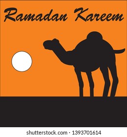 Islamic vector illustration background greeting with arabian and camel for Ramadan Kareem