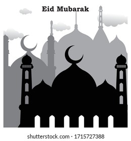 Islamic vector illustration of a mosque during Ramadhan season.