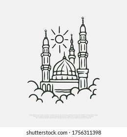 Islamic vector illustration of the Nabawi mosque, this design can be printed and can be used for digital needs