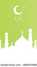 Islamic vector illustration template with colorful background. including mosques, minarets, stars, moon and others. good for cards, banners, flyers, web, social media, and more.