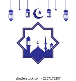 Islamic vector mosque with lantern decoration suitable for Ramadan, Eid al-Fitr and Islamic celebrations