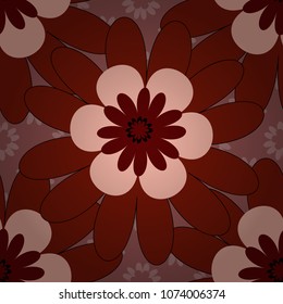 Islamic vector oriental background with abstract flowers. Floral textile print. Red, pink and brown stained glass vitrage. Seamless pattern morrocan ornament.