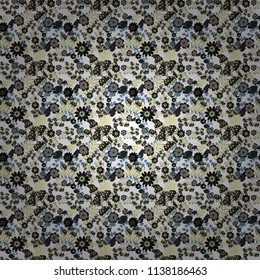 Islamic vector oriental background with abstract flowers. Seamless pattern morrocan ornament. Black, gray and white stained glass vitrage. Floral textile print.