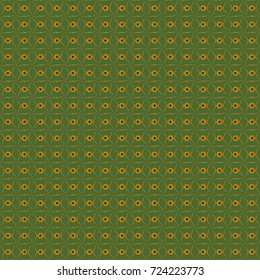 Islamic vector oriental background with abstract flowers. Seamless pattern morrocan ornament. Floral textile print. Yellow, brown and green stained glass vitrage.