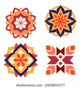 islamic vector ornament set. Vector pattern in Eastern style. ornamental colorful detail of floral mosaic islamic art.Vector illustration.