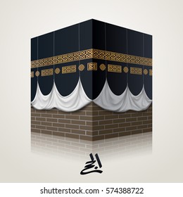 Islamic vector realistic icon illustration of kaaba for hajj (pilgrimage) in mecca