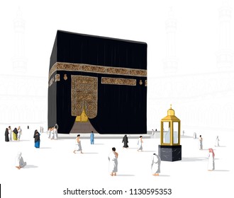 Islamic Vector Realistic Illustration Of Kaaba For Hajj In Mecca