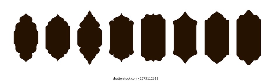 Islamic vector shape. Arabic design elements isolated. Frames in Arabic Muslim design for Ramadan Kareem