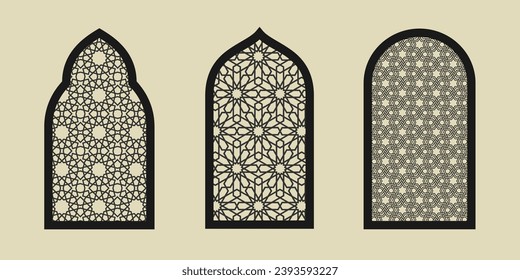 Forma vectorial islámica del arco de ventana. Conjunto de marcos árabes