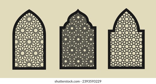 Islamic vector shape of window arch. Arabic frame set