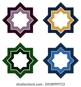 Islamic vector shape of a window or door arch. Arab frame set. Ramadan kareem silhouette icon. Mosque gate. Islamic arabesque pattern. Arabian muslim shape arch