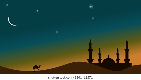Islamic vector template presentation, banner, flyer.  Mosque vector background for card Ramadan, poster banner, wallpaper, logo icon flat design vector.