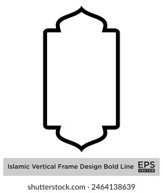 Islamischer Vertikaler Rahmen Design Bold Line Umriss Linearer schwarzer Strich Silhouetten Design Piktogramm Symbol visuelle Illustration